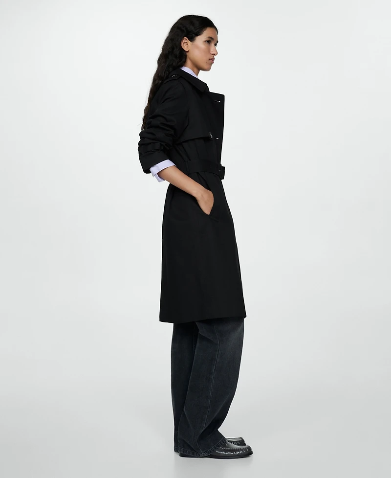 Mango Women's Belt Detail Classic Trench Coat