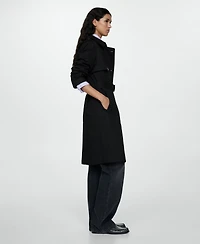 Mango Women's Belt Detail Classic Trench Coat