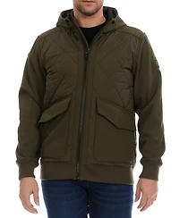 Perry Ellis Men's Diamond Quilted Hooded Softshell Bomber Jacket