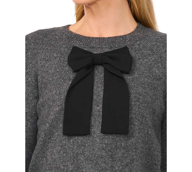 CeCe Women's Bow-Trim Crewneck Sweater