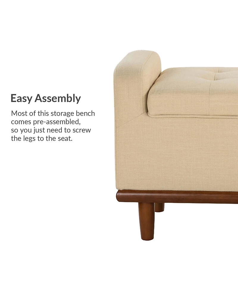 Hulala Home Upholstered Modern Flip Top Storage Bench with Metal Base