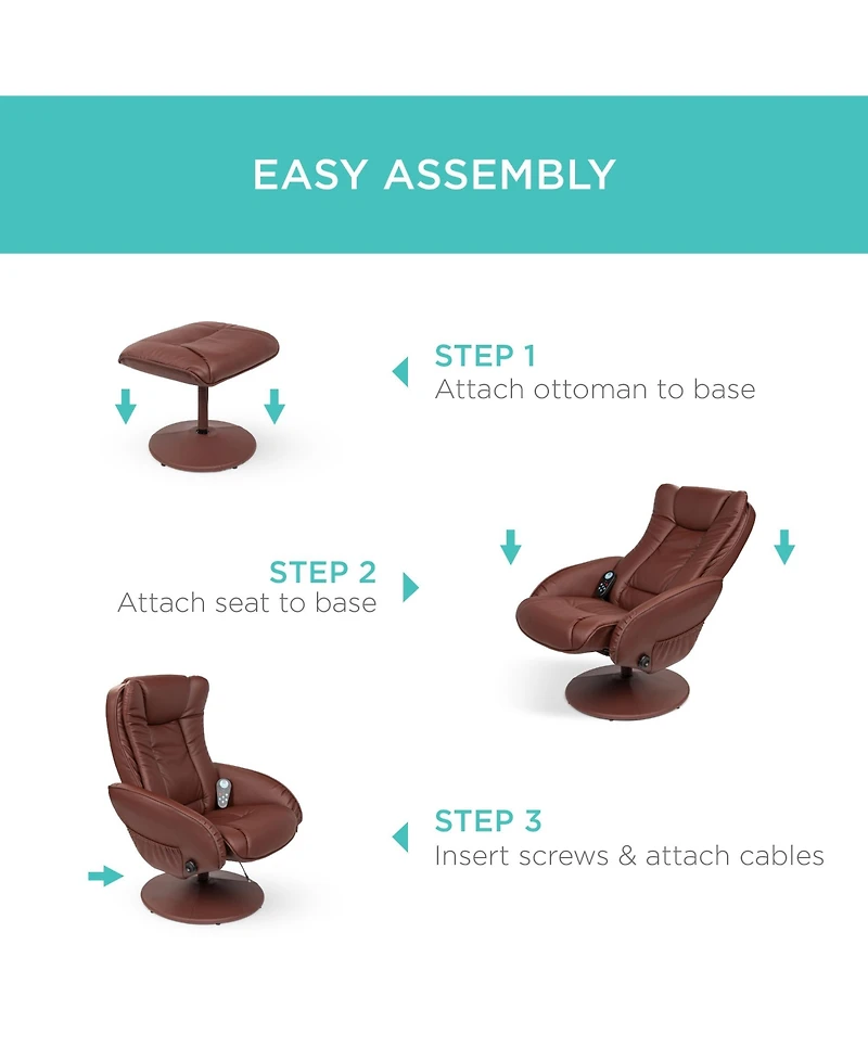 Best Choice Products Faux Leather Electric Massage Recliner Chair w/ Stool Ottoman, Remote Control, 5 Modes