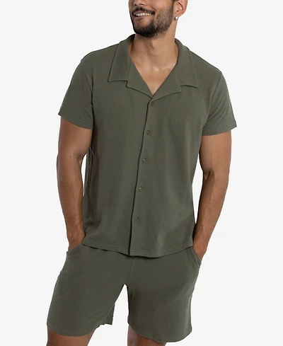 Spring + Mercer Men's Camp Collar Casual Short Sleeve Button-Up Shirt