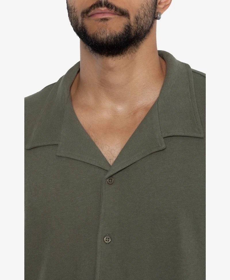 Spring + Mercer Men's Camp Collar Casual Short Sleeve Button-Up Shirt