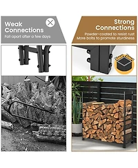 Skonyon 4 Feet Firewood Rack Stand with Mesh Sides
