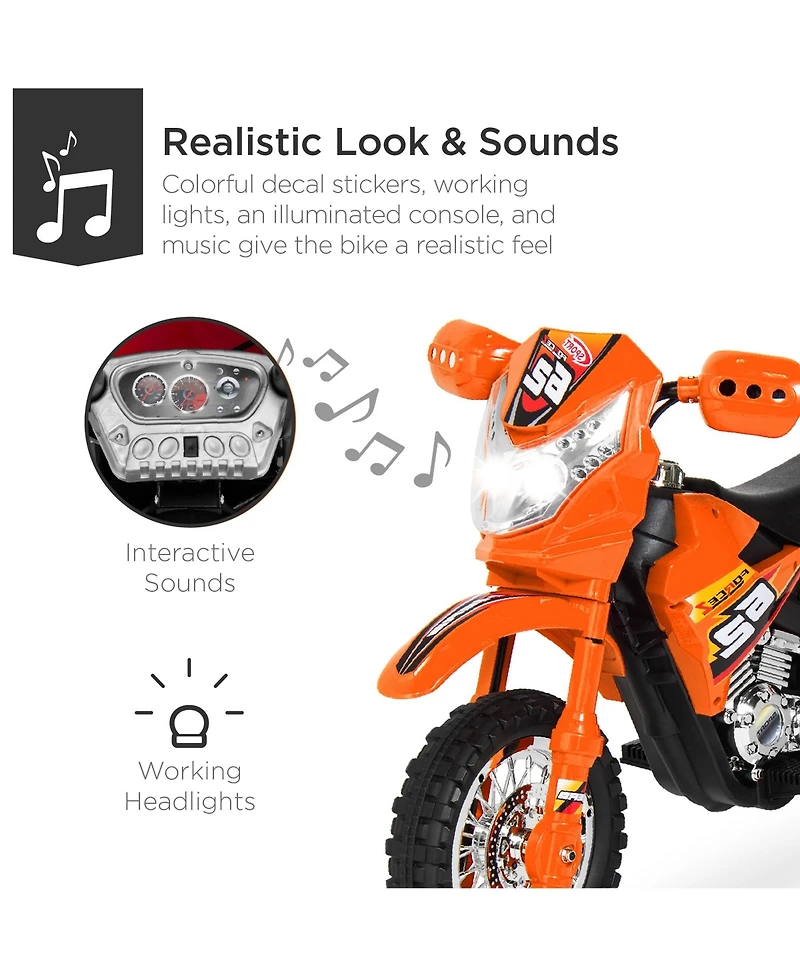 Best Choice Products 6V Kids Electric Battery Powered Ride On Motorcycle w/ Training Wheels, Lights, Music