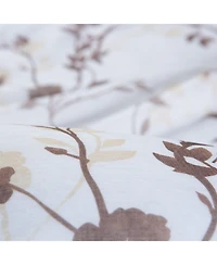 Chanasya Premium 2-Panel Floral Textured Sheer Curtain Panels - 3-in-1 Back Tab, Rod Pocket