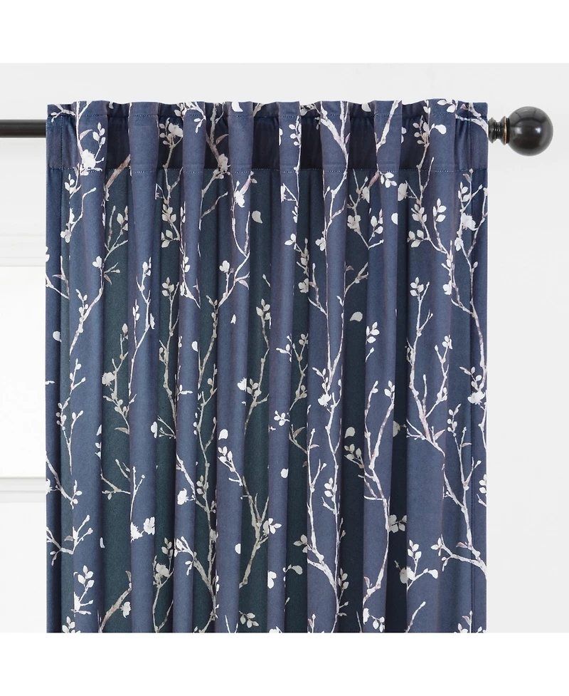 Chanasya Premium 2-Panel Sakura Cherry Tree Soft Velvet Curtains - 3-in-1 Back Tab, Rod Pocket, Ring Tab- for Windows Living Room Bedroom