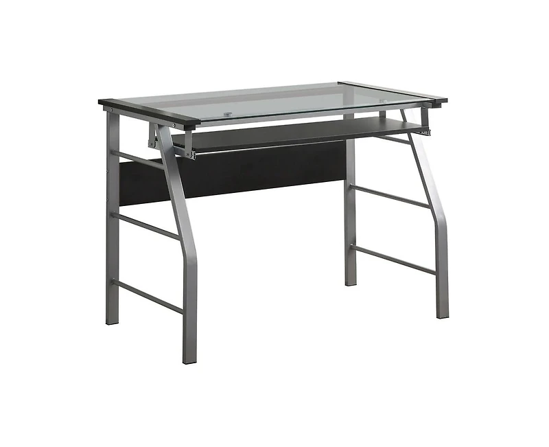 Kings Brand Furniture Metal and Glass Top Home Office Computer Desk/Table