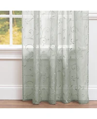 Chanasya Premium Embroidered Swirl Vine Curtains - Sheer Curtains for Living Room, Bedroom, Kitchen - 52" x 108" - Sage, 2 Panels