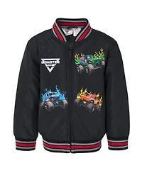 Monster Jam Toddler Boys Zip Up Varsity Bomber Jacket