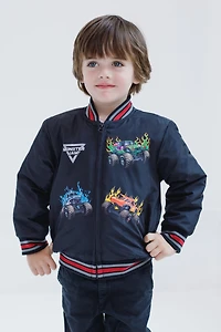Monster Jam Toddler Boys Zip Up Varsity Bomber Jacket