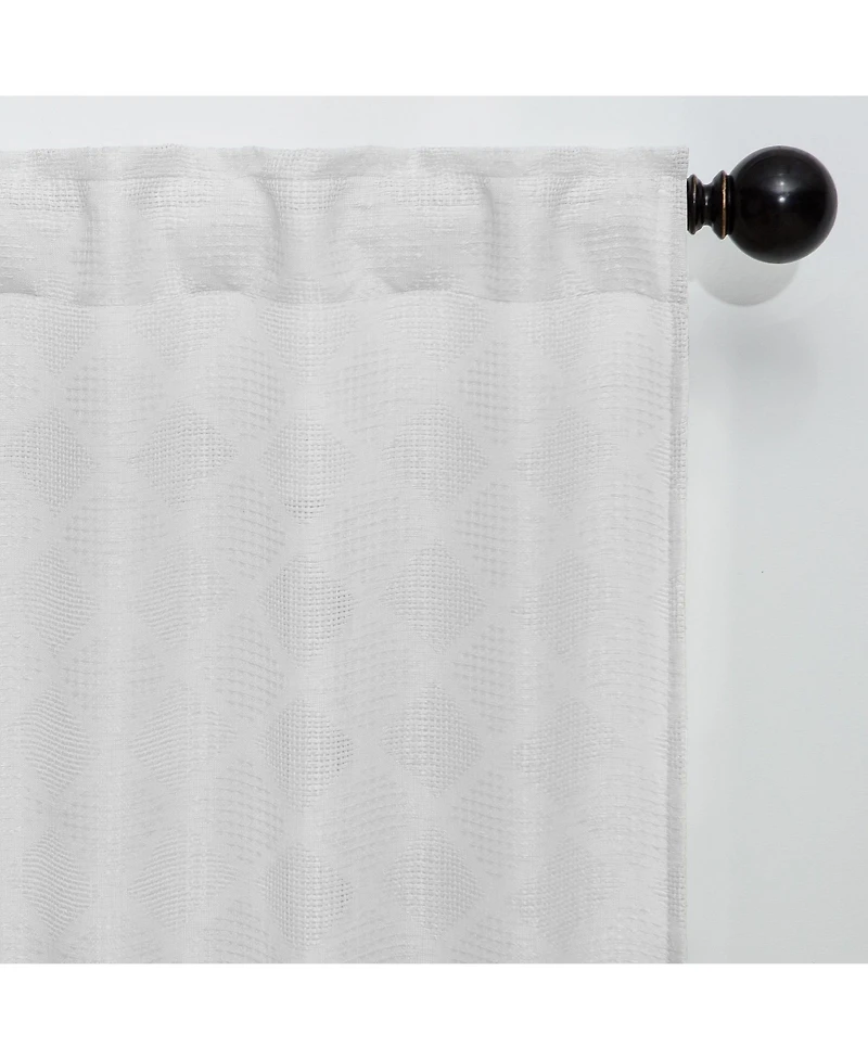 Chanasya Premium 2-Panel Diamond Textured Semi Sheer Curtain Panels - 3-in-1 Back Tab, Rod Pocket