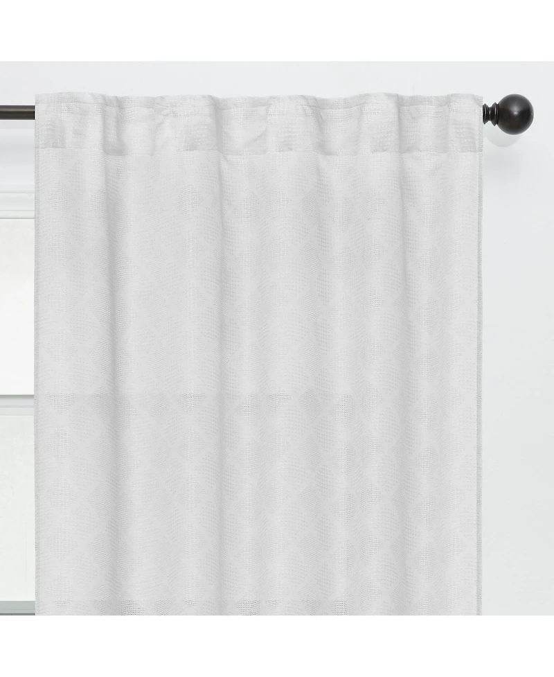 Chanasya Premium 2-Panel Diamond Textured Semi Sheer Curtain Panels - 3-in-1 Back Tab, Rod Pocket