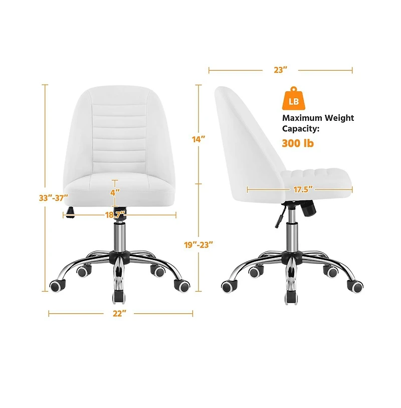 Yaheetech Mid Back Home Office Desk Chair with Rolling Wheels