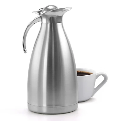 MegaChef 2 Quart Deluxe Stainless Steel Thermal Beverage Carafe for Coffee and Tea