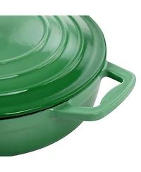 MegaChef 2 Quart Round Enameled Cast Iron Braiser Pan in Dark Blue