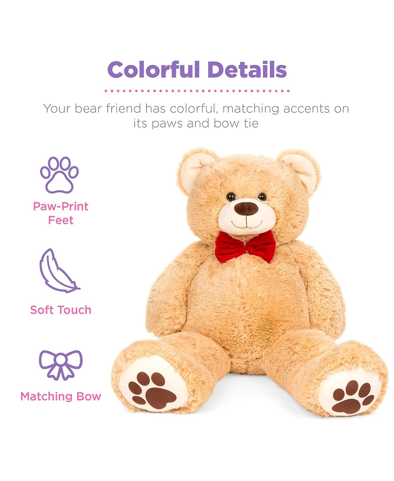 Best Choice Products 35in Giant Soft Plush Teddy Bear Stuffed Animal Toy w/ Bow Tie, Footprints
