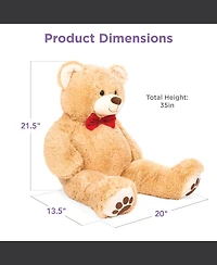 Best Choice Products 35in Giant Soft Plush Teddy Bear Stuffed Animal Toy w/ Bow Tie, Footprints