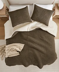 Madison Park Riordan Waffle Knit Chenille 3-Pc. Comforter Set, King
