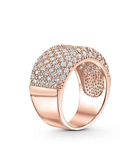 Bling Jewelry Micro Pave Cubic Zirconia Cocktail Wide Cz Statement 1/2 Eternity Band Ring Rose Gold Plated .925 Sterling Silver