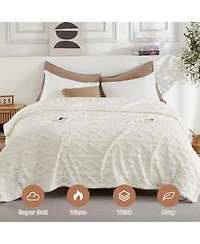 Caromio Queen Size Tufted Sherpa Electric Heated Blanket with Dual Control, 84" x 90"