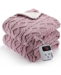 Caromio Twin Tufted Sherpa Electric Heated Throw Blanket, 62" x 84"