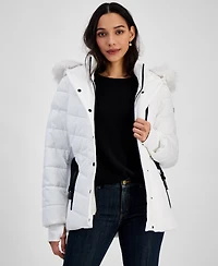 Michael Michael Kors Womens Detail Back Hooded Puffer Coat, Created for Macys