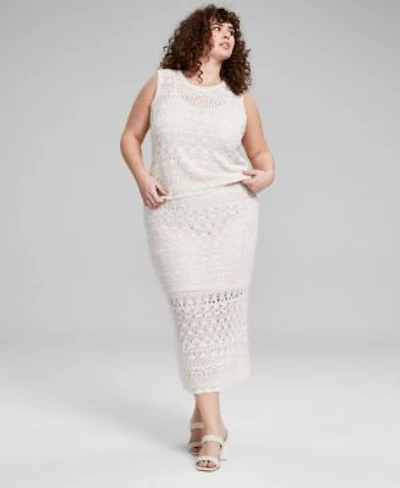 Now This Trendy Plus Size Crochet Sleeveless Top Midi Skirt Created For Macys