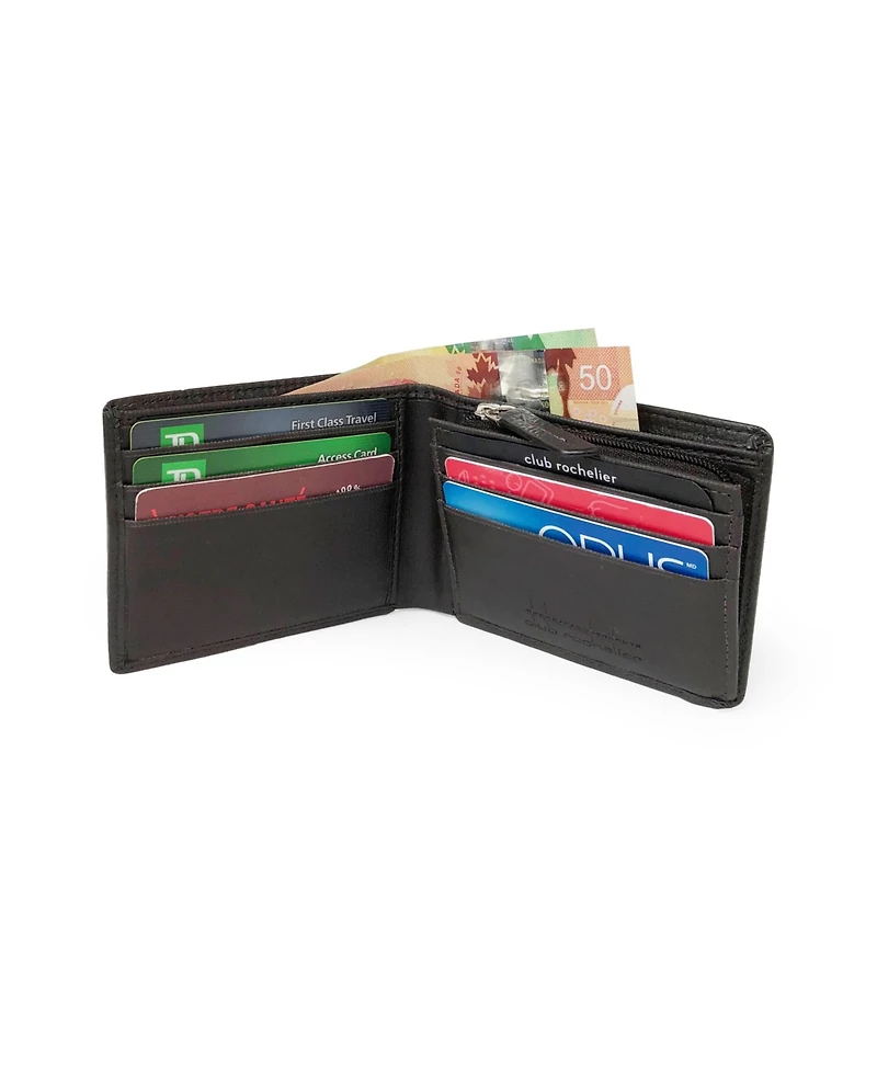Club Rochelier Men's Slim Wallet with Zippered Pocket