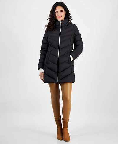 Michael Michael Kors Petite Hooded Packable Down Puffer Coat, Created for Macy's