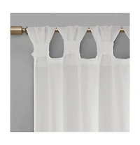Rosette Floral Embellished Cuff Tab Top Solid Curtain Panel, 50"W x 95"L