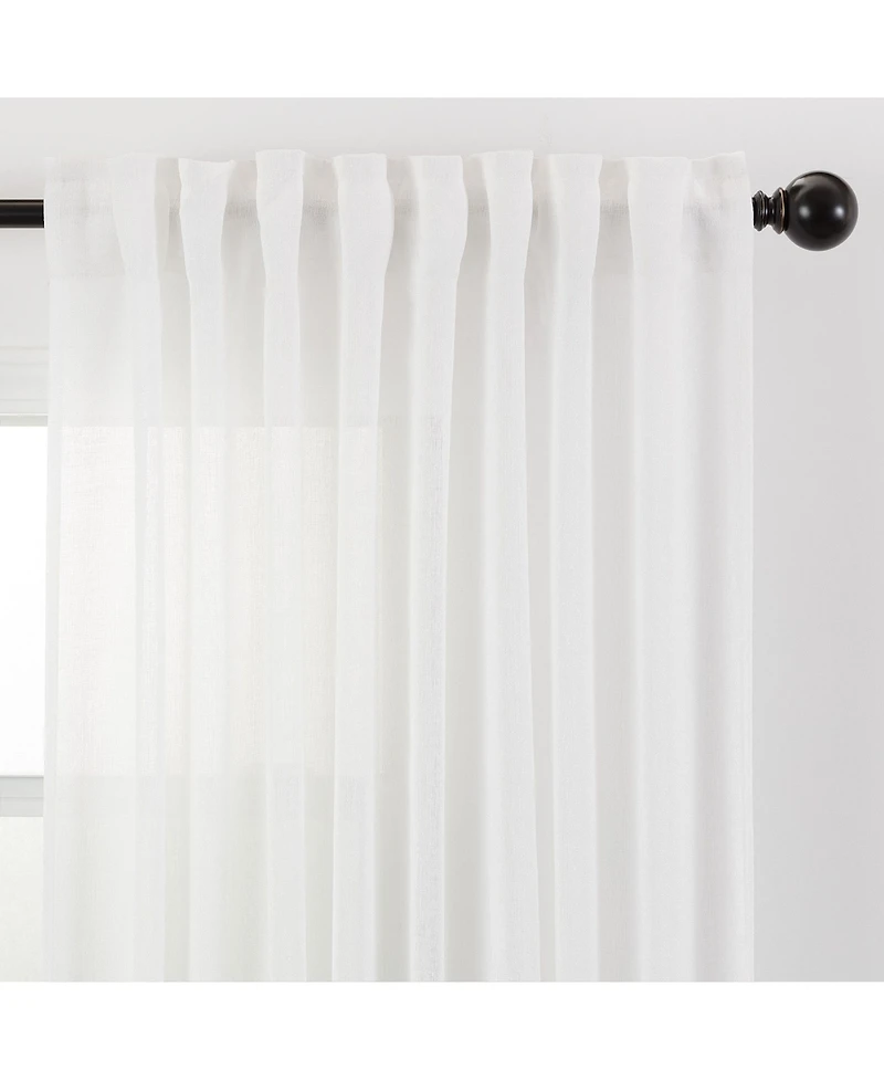 Chanasya Premium 2-Panel Faux Belgian Flax Textured Semi Sheer Curtains
