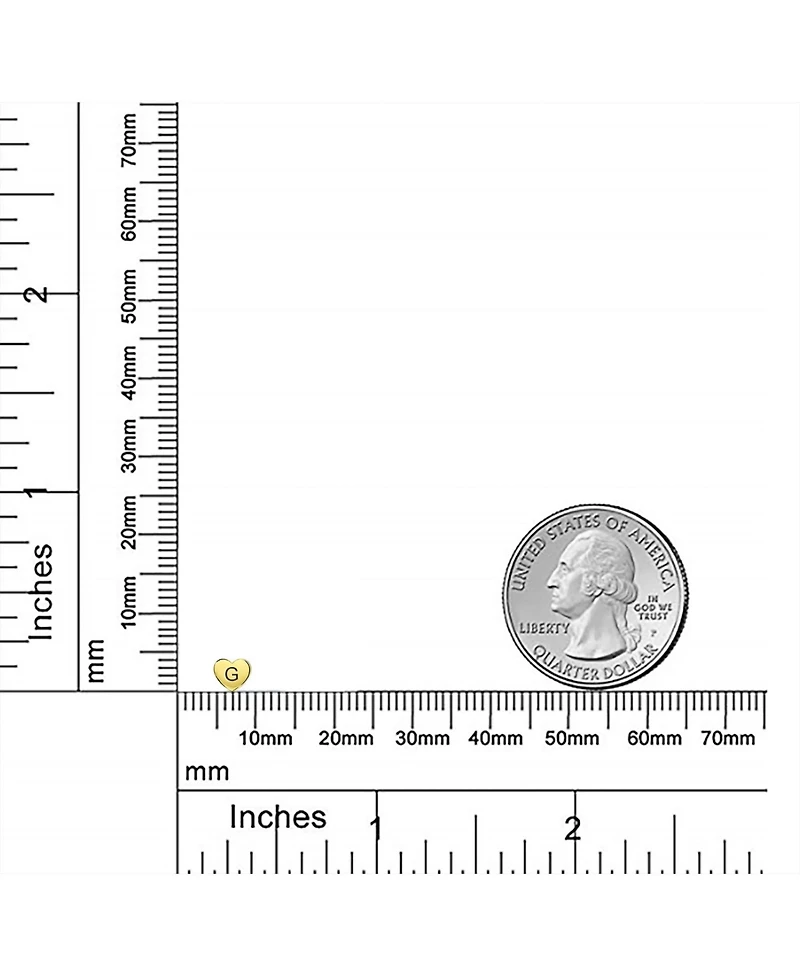 Bling Jewelry Minimalist Alphabet Initial Letter A-z Real Yellow 14K Gold Screw back Mini Solid Heart Shaped Stud Earrings