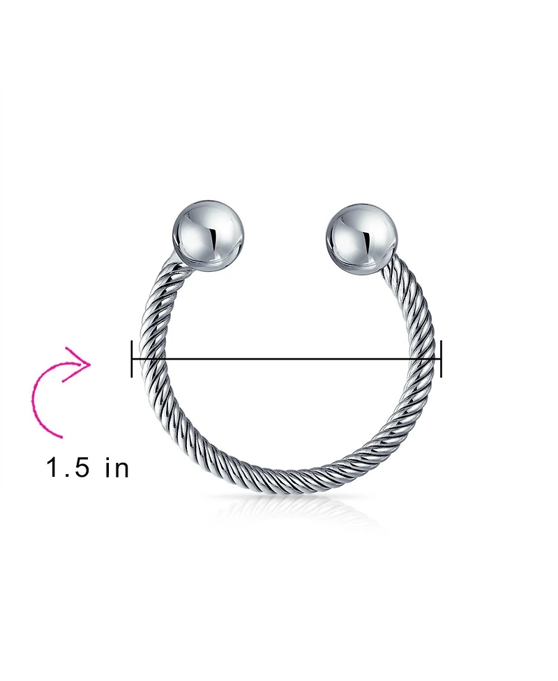 Bling Jewelry Classic Twisted Cable Keychain Ball Screw Tip Horseshoe Key Ring Graduation Shine Oxidized .925 Sterling Silver