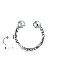 Bling Jewelry Classic Twisted Cable Keychain Ball Screw Tip Horseshoe Key Ring Graduation Shine Oxidized .925 Sterling Silver