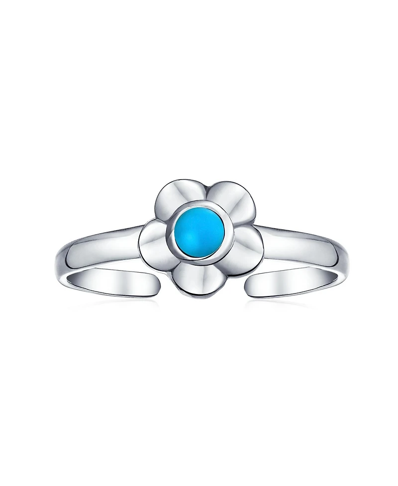 Bling Jewelry Sun Flower Blue Stabilized Turquoise Midi Thin Band Toe Ring Western Jewelry .925 Silver Sterling Adjustable