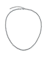 White Gold Plated with Clear Cubic Zirconia Heart Tennis Necklace