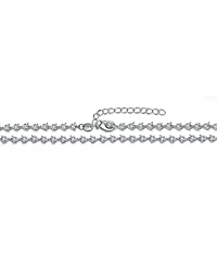White Gold Plated with Clear Cubic Zirconia Heart Tennis Necklace