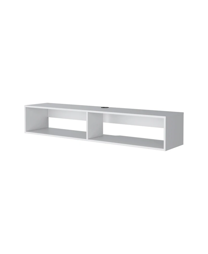 Fm Furniture Central Floating media rack in melamine with two shelves,white
