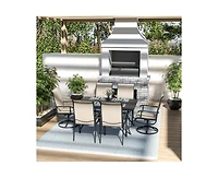 Grey 5-Piece Metal Outdoor Patio Dining Set with 4 Text Ilene Chairs and Square Table