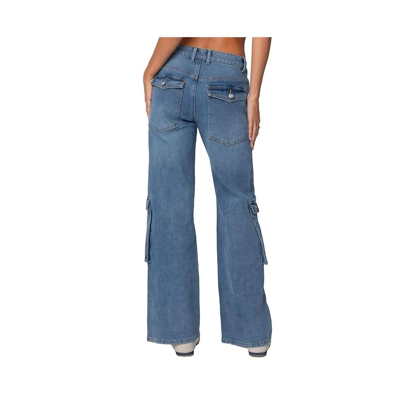 Edikted Women's Lunar Low Rise Cargo Jeans