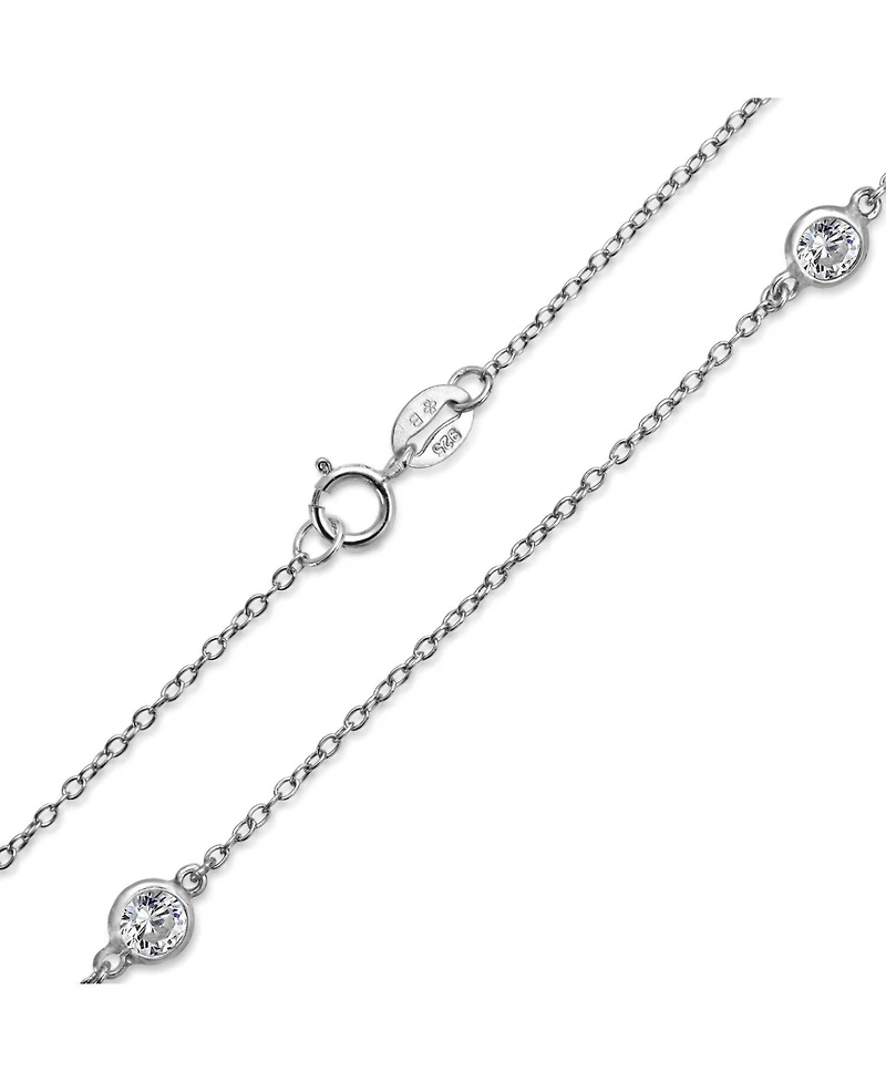 Bling Jewelry Minimalist Long Cz By The Yard Tin Cup Chain Necklace Gold Plated Sterling Silver 16 18 20 24 36 Inch