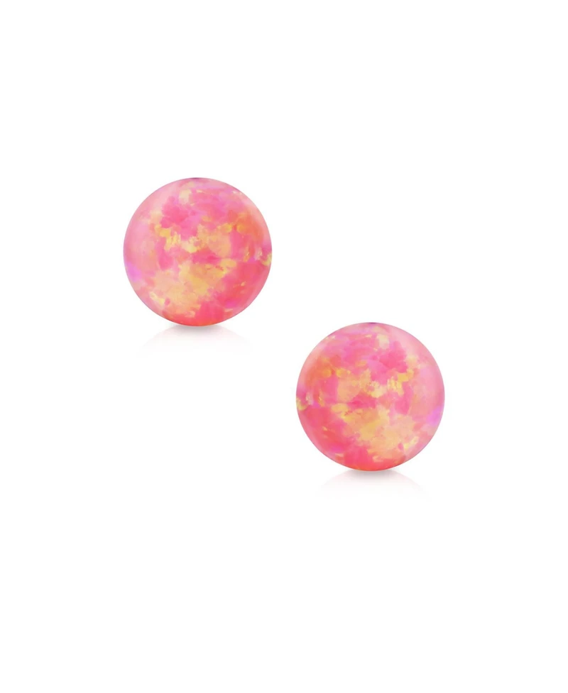 Bling Jewelry Elegant Real 14K Yellow Gold Round Natural Stone Bead Ball Stud Earrings 6MM