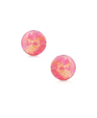 Bling Jewelry Elegant Real 14K Yellow Gold Round Natural Stone Bead Ball Stud Earrings 6MM