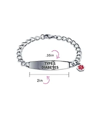 Bling Jewelry Type 1 Diabetes Identification Medical Id Bracelet Miami Cuban Link Chain Stainless Steel 8 Inch