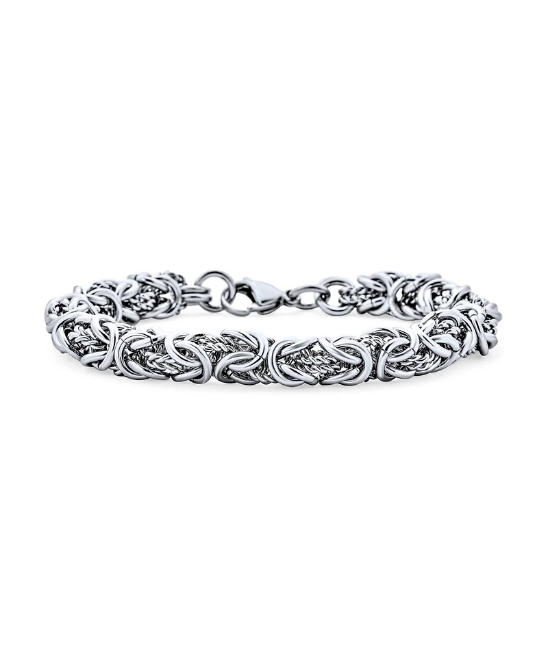Bling Jewelry Thick Strong Biker Jewelry Hip Hop Gangster Heavy Mechanic Link Byzantine Chain Bracelet Stainless Steel 9 Inch