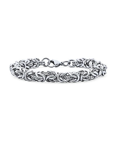 Bling Jewelry Thick Strong Biker Jewelry Hip Hop Gangster Heavy Mechanic Link Byzantine Chain Bracelet Stainless Steel 9 Inch