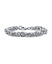 Bling Jewelry Thick Strong Biker Jewelry Hip Hop Gangster Heavy Mechanic Link Byzantine Chain Bracelet Stainless Steel 9 Inch