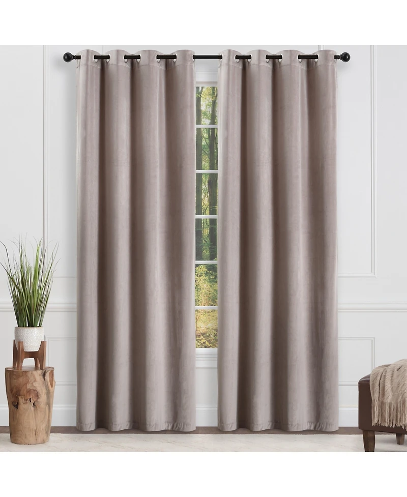 Chanasya Premium Taupe Velvet Curtains Panel Set 2 -Piece - Grommet Partial Blackout Room Darkening Drapes for Living Bedroom